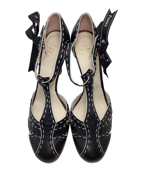 Vivienne Westwood（ヴィヴィアンウエストウッド）Vivienne Westwood (ヴィヴィアンウエストウッド) ステッチリボンパンプス ブラック サイズ:SIZE 36の古着・服飾アイテム
