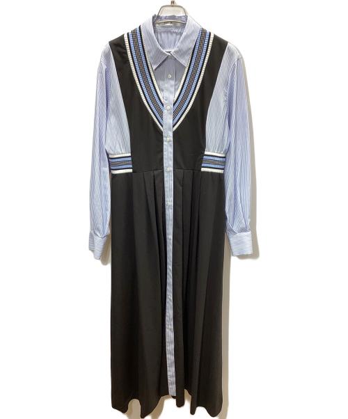 furfur（ファーファー）furfur (ファーファー) 長袖ワンピース ブラック×ブルー サイズ:FREEの古着・服飾アイテム