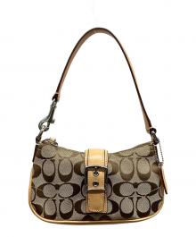 COACH（コーチ）の古着「COACH　シグネチャー　ミニハンドバッグ」｜ブラウン