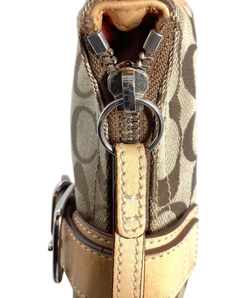 COACH（コーチ）COACH (コーチ) COACH　シグネチャー　ミニハンドバッグ ブラウンの古着・服飾アイテム