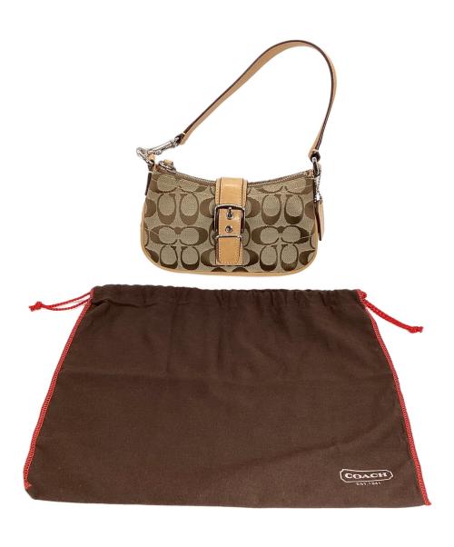 COACH（コーチ）COACH (コーチ) COACH　シグネチャー　ミニハンドバッグ ブラウンの古着・服飾アイテム