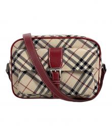 BURBERRY BLUE LABEL（バーバリー ブルー レーベル）の古着「BURBERRY BLUE LABEL　ショルダーバッグ」｜ベージュ×レッド