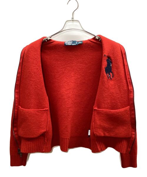 POLO RALPH LAUREN（ポロ・ラルフローレン）POLO RALPH LAUREN (ポロ・ラルフローレン) 厚手ジップニット レッド サイズ:XLの古着・服飾アイテム