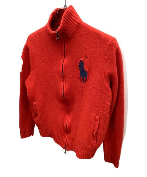 POLO RALPH LAUREN（ポロ・ラルフローレン）POLO RALPH LAUREN (ポロ・ラルフローレン) 厚手ジップニット レッド サイズ:XLの古着・服飾アイテム