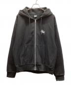 stussyステューシー）の古着「stussy　BASIC STÜSSY ZIP HOODIE」｜ブラック