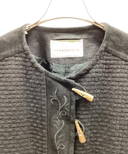 steinbock（スタインボック）steinbock (スタインボック) ノーカラーコート ブラック サイズ:42の古着・服飾アイテム
