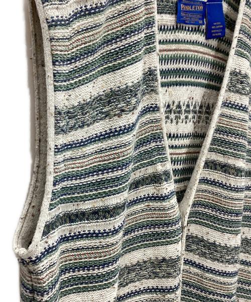PENDLETON（ペンドルトン）PENDLETON (ペンドルトン) ベスト ベージュ×グリーン サイズ:Mの古着・服飾アイテム