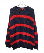 SUPREMEシュプリーム）の古着「Loose Gauge Stripe Small Box Sweater」｜ネイビー×レッド