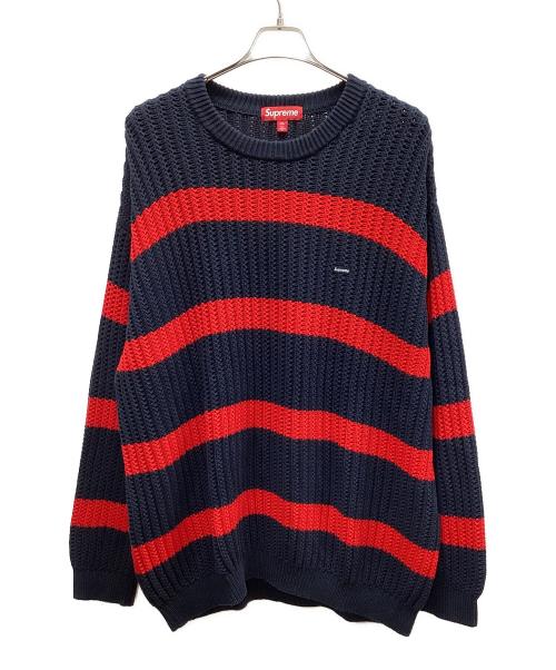 SUPREME（シュプリーム）Supreme (シュプリーム) Loose Gauge Stripe Small Box Sweater ネイビー×レッド サイズ:XXLの古着・服飾アイテム