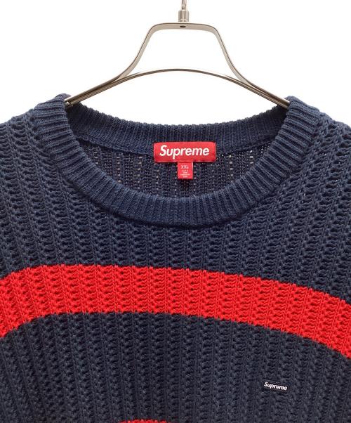 SUPREME（シュプリーム）Supreme (シュプリーム) Loose Gauge Stripe Small Box Sweater ネイビー×レッド サイズ:XXLの古着・服飾アイテム