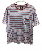 stussyステューシー）の古着「半袖カットソー」｜ブルー×レッド
