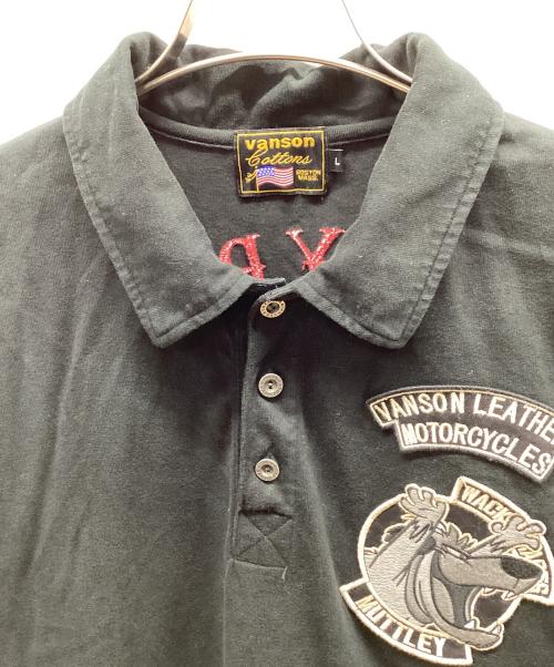 VANSON（バンソン）VANSON (バンソン) ポロシャツ ブラック サイズ:Ｌの古着・服飾アイテム