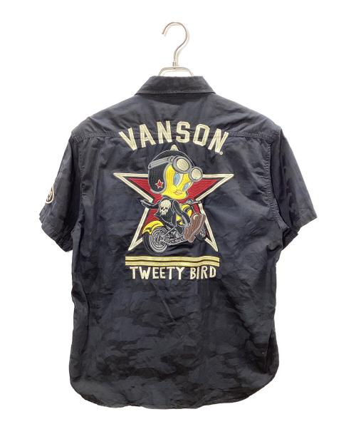 VANSON（バンソン）VANSON (バンソン) LOONEY TUNES (ルーニーチューンズ) 半袖シャツ ブラック サイズ:Lの古着・服飾アイテム