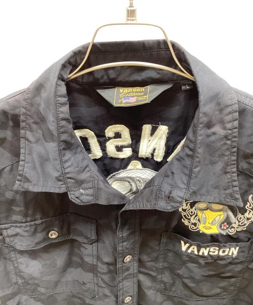VANSON（バンソン）VANSON (バンソン) LOONEY TUNES (ルーニーチューンズ) 半袖シャツ ブラック サイズ:Lの古着・服飾アイテム