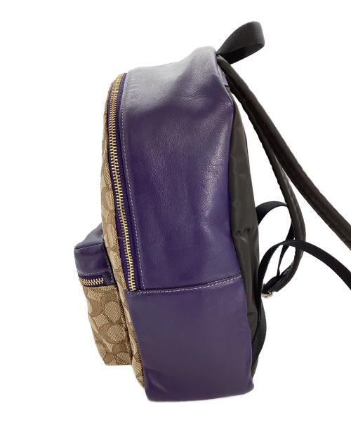 COACH（コーチ）COACH (コーチ) リュック ベージュ×パープルの古着・服飾アイテム