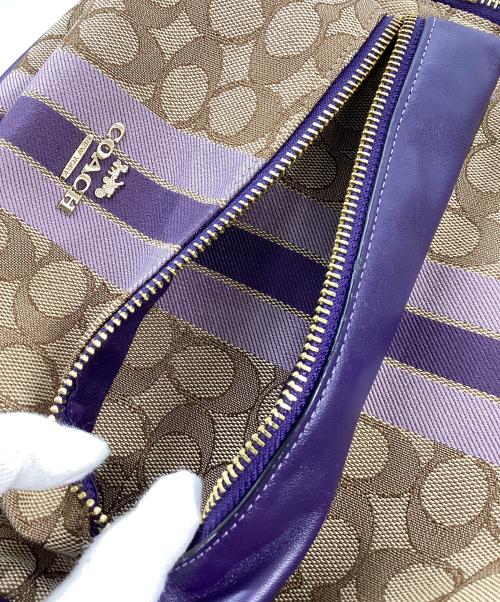 COACH（コーチ）COACH (コーチ) リュック ベージュ×パープルの古着・服飾アイテム