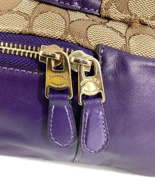 COACH（コーチ）COACH (コーチ) リュック ベージュ×パープルの古着・服飾アイテム