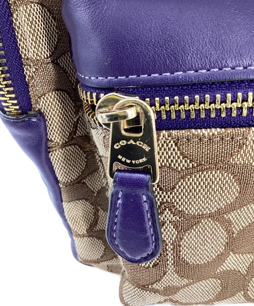 COACH（コーチ）COACH (コーチ) リュック ベージュ×パープルの古着・服飾アイテム