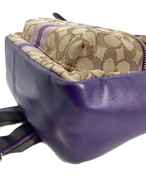 COACH（コーチ）COACH (コーチ) リュック ベージュ×パープルの古着・服飾アイテム