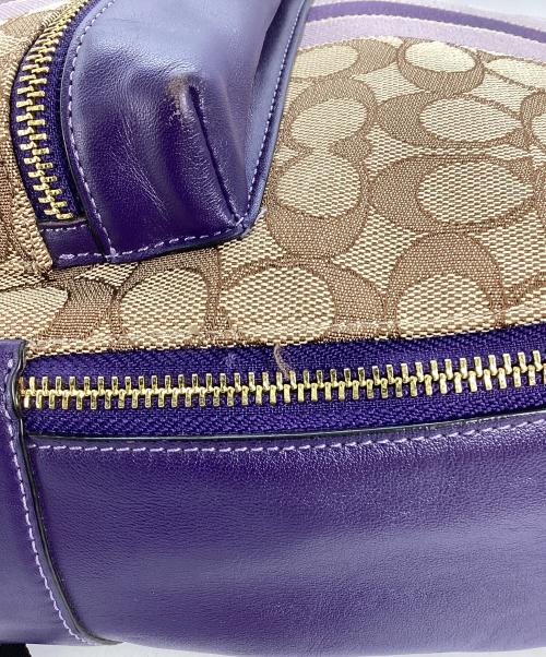 COACH（コーチ）COACH (コーチ) リュック ベージュ×パープルの古着・服飾アイテム