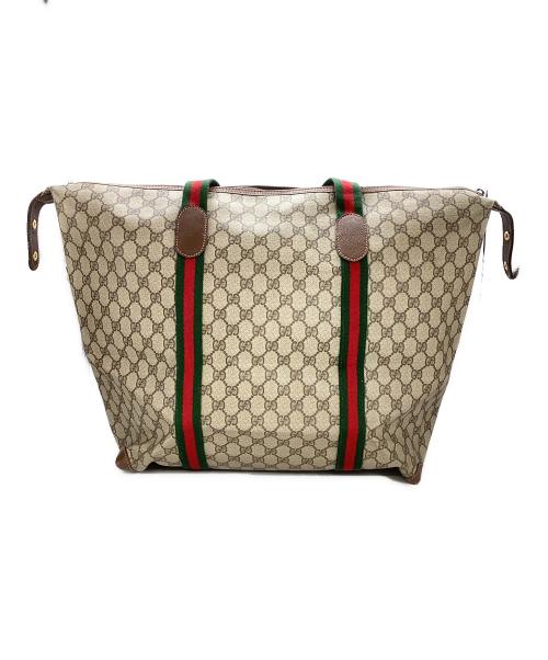GUCCI（グッチ）GUCCI (グッチ) グッチ　GGスプリーム　シェリーライン　ボストンバッグ ブラウンの古着・服飾アイテム