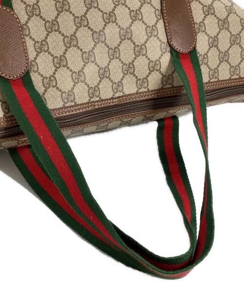 GUCCI（グッチ）GUCCI (グッチ) グッチ　GGスプリーム　シェリーライン　ボストンバッグ ブラウンの古着・服飾アイテム