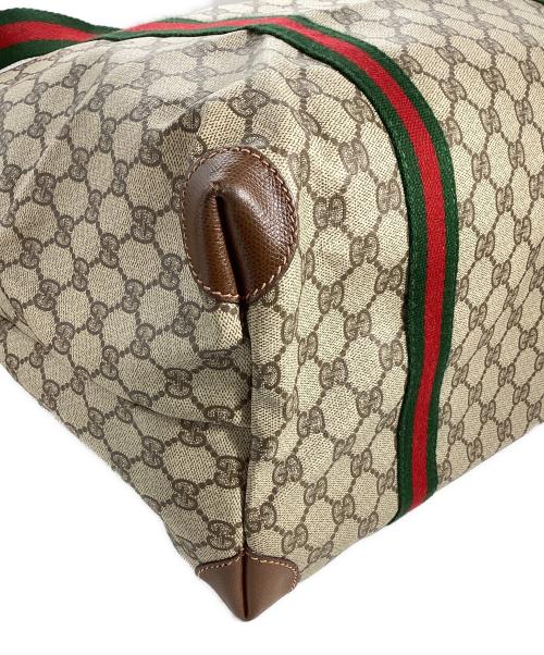 GUCCI（グッチ）GUCCI (グッチ) グッチ　GGスプリーム　シェリーライン　ボストンバッグ ブラウンの古着・服飾アイテム