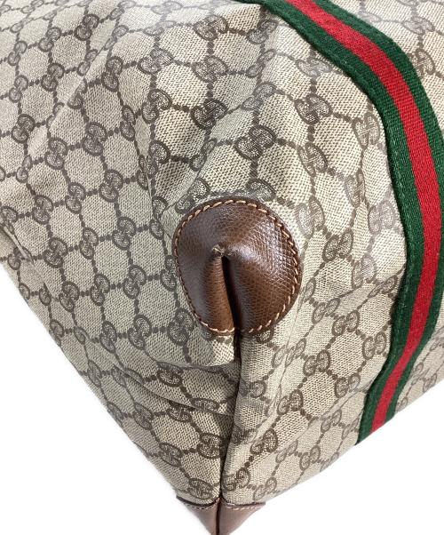 GUCCI（グッチ）GUCCI (グッチ) グッチ　GGスプリーム　シェリーライン　ボストンバッグ ブラウンの古着・服飾アイテム