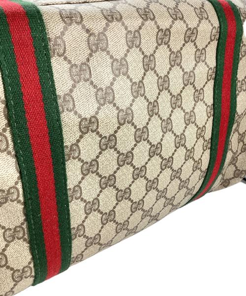 GUCCI（グッチ）GUCCI (グッチ) グッチ　GGスプリーム　シェリーライン　ボストンバッグ ブラウンの古着・服飾アイテム