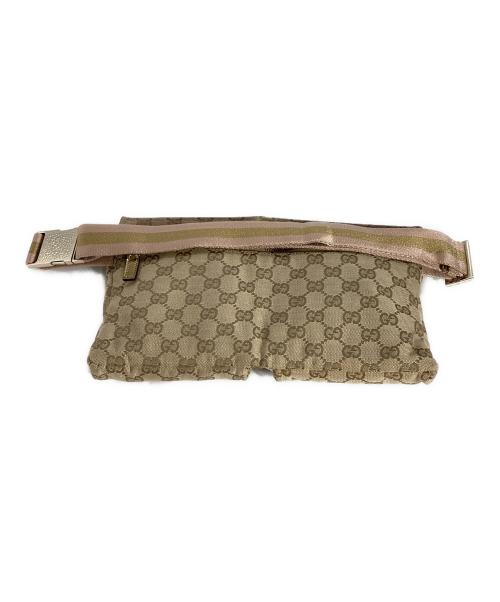 GUCCI（グッチ）GUCCI (グッチ) グッチ GGキャンバス ウエストポーチ ベージュ×ゴールドの古着・服飾アイテム