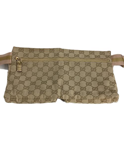 GUCCI（グッチ）GUCCI (グッチ) グッチ GGキャンバス ウエストポーチ ベージュ×ゴールドの古着・服飾アイテム