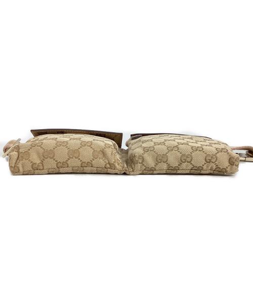 GUCCI（グッチ）GUCCI (グッチ) グッチ GGキャンバス ウエストポーチ ベージュ×ゴールドの古着・服飾アイテム