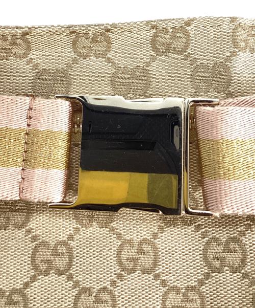 GUCCI（グッチ）GUCCI (グッチ) グッチ GGキャンバス ウエストポーチ ベージュ×ゴールドの古着・服飾アイテム