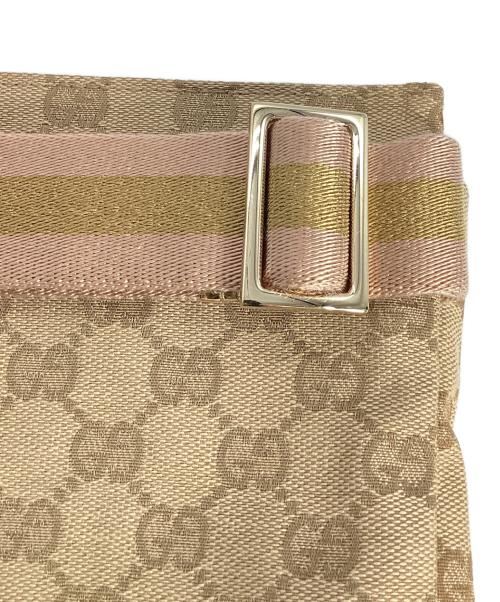 GUCCI（グッチ）GUCCI (グッチ) グッチ GGキャンバス ウエストポーチ ベージュ×ゴールドの古着・服飾アイテム