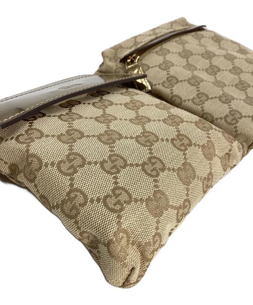 GUCCI（グッチ）GUCCI (グッチ) グッチ GGキャンバス ウエストポーチ ベージュ×ゴールドの古着・服飾アイテム