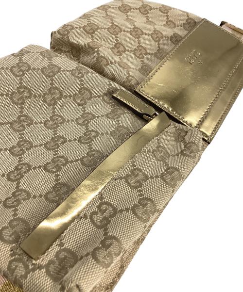 GUCCI（グッチ）GUCCI (グッチ) グッチ GGキャンバス ウエストポーチ ベージュ×ゴールドの古着・服飾アイテム
