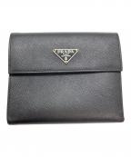 PRADAプラダ）の古着「PRADA　サフィアーノ　三つ折り財布」｜ブラック