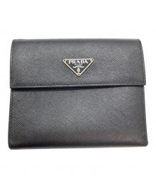 PRADA（プラダ）の古着「PRADA　	サフィアーノ　三つ折り財布」｜ブラック