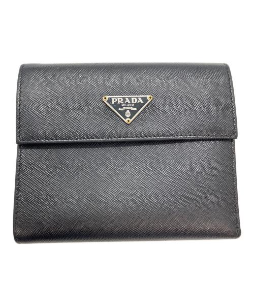 PRADA（プラダ）PRADA (プラダ) PRADA　	サフィアーノ　三つ折り財布 ブラックの古着・服飾アイテム