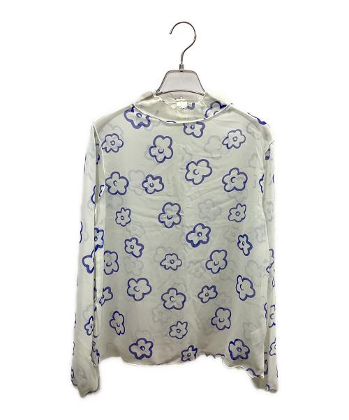 POPPY（ポピー）POPPY (ポピー) 長袖ブラウス ホワイト×ブルー サイズ:Freeの古着・服飾アイテム