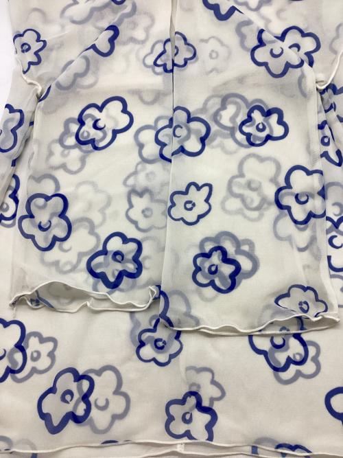 POPPY（ポピー）POPPY (ポピー) 長袖ブラウス ホワイト×ブルー サイズ:Freeの古着・服飾アイテム
