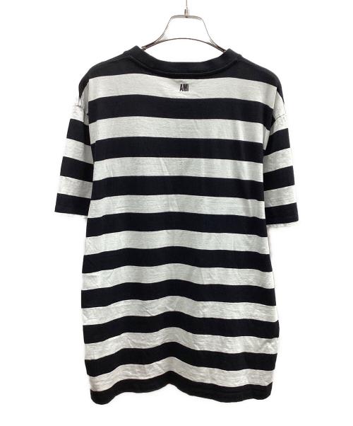 AMI Alexandre Mattiussi（アミアレクサンドルマテュッシ）AMI Alexandre Mattiussi (アミアレクサンドルマテュッシ) アミ パリス　ハートロゴボーダーTシャツ ブラック×ホワイト サイズ:表記なしの古着・服飾アイテム