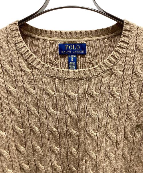 POLO RALPH LAUREN（ポロ・ラルフローレン）POLO RALPH LAUREN (ポロ・ラルフローレン) ケーブルニット ブラウン サイズ:XLの古着・服飾アイテム
