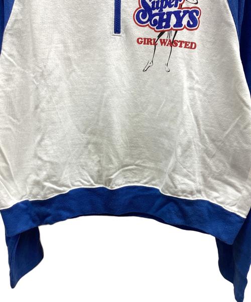 Hysteric Glamour（ヒステリックグラマー）Hysteric Glamour (ヒステリックグラマー) ハーフジップスウェット ブルー×ホワイト サイズ:FREEの古着・服飾アイテム