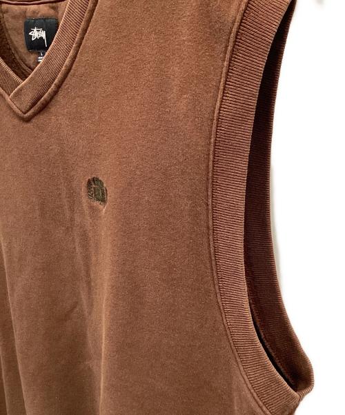 stussy（ステューシー）stussy (ステューシー) スウェットベスト ブラウン サイズ:Lの古着・服飾アイテム