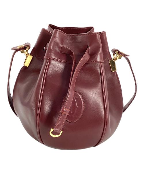 Cartier（カルティエ）Cartier (カルティエ) Cartier　マストライン　巾着ショルダーバッグ ボルドーの古着・服飾アイテム
