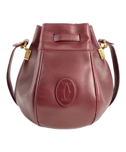 Cartier（カルティエ）Cartier (カルティエ) Cartier　マストライン　巾着ショルダーバッグ ボルドーの古着・服飾アイテム
