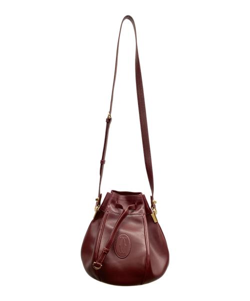 Cartier（カルティエ）Cartier (カルティエ) Cartier　マストライン　巾着ショルダーバッグ ボルドーの古着・服飾アイテム