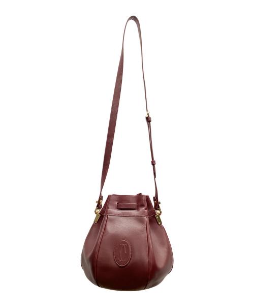 Cartier（カルティエ）Cartier (カルティエ) Cartier　マストライン　巾着ショルダーバッグ ボルドーの古着・服飾アイテム
