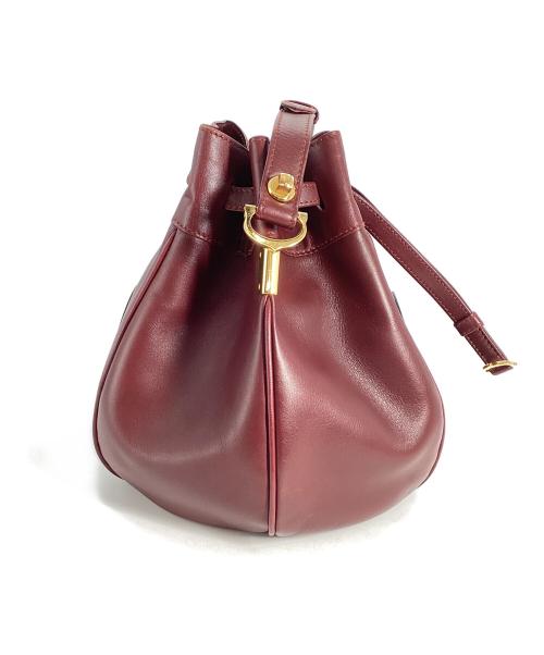Cartier（カルティエ）Cartier (カルティエ) Cartier　マストライン　巾着ショルダーバッグ ボルドーの古着・服飾アイテム